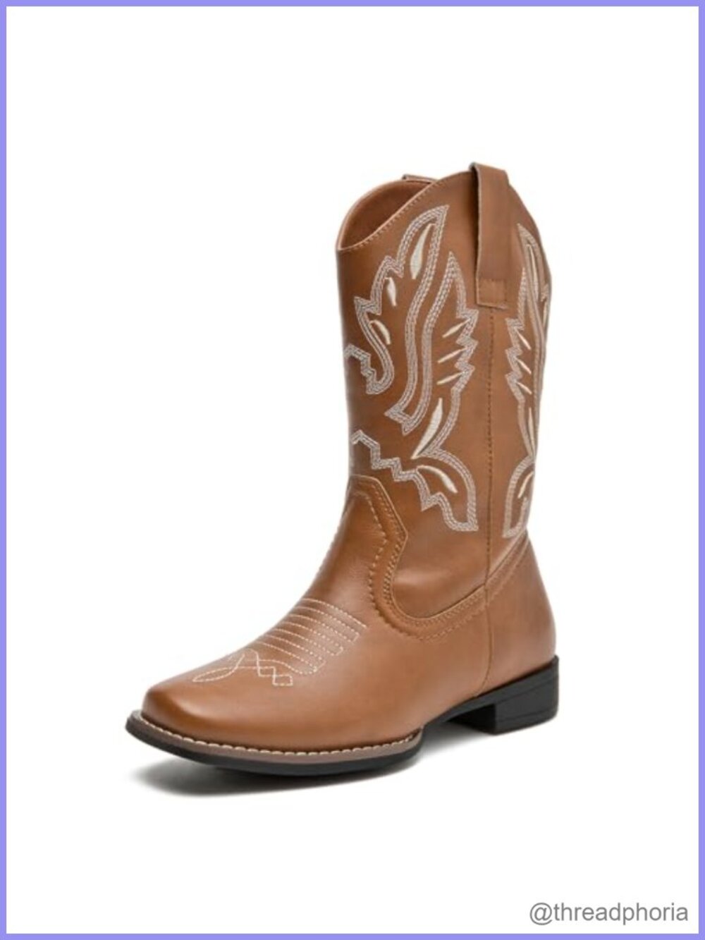 Women's Western Mid Calf Cowgirl Boots Faux Suede Block Heel Boots
